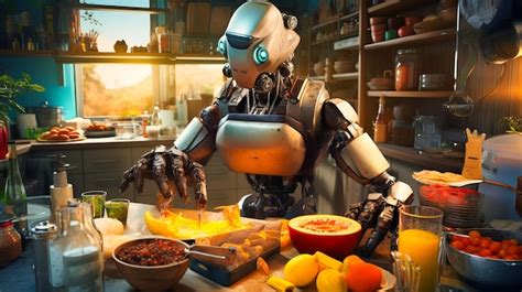 Premium AI Image | The Future of Domestic Living Household Robots