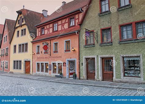 View of Old Street in Rothenburg. Germany Editorial Stock Image - Image ...