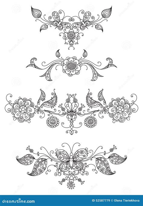 Floral Page Dividers and Decorations. Stock Illustration - Illustration of backdrop, filigree ...