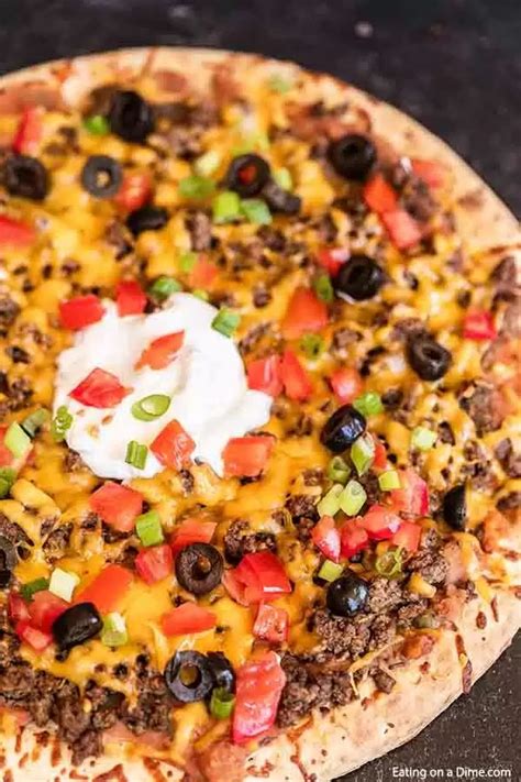 Our family loves this Taco pizza recipe with pizza crust and it is so ...