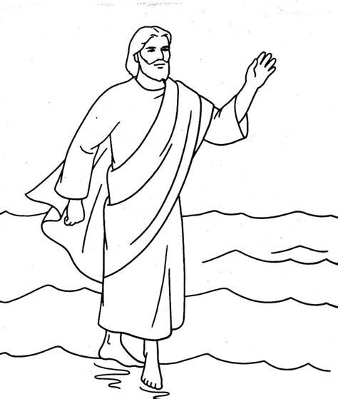 jesus walking on water outline - Clip Art Library