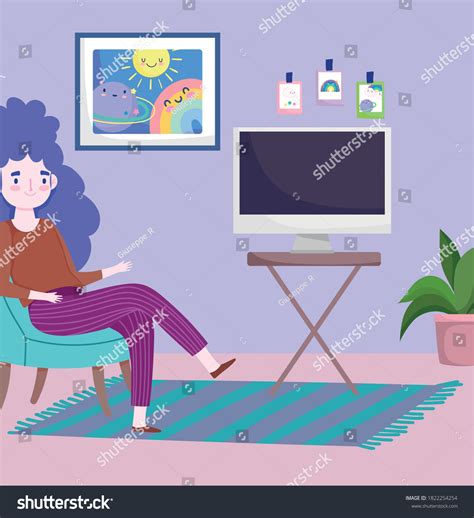 Home Office Workspace Young Woman Table Stock Vector (Royalty Free) 1822254254