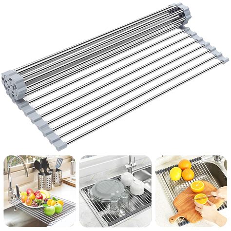 Buy Searik Roll up Dish Drying Rack, Over The Sink Rolling Dish Drainer Rack Multipurpose ...