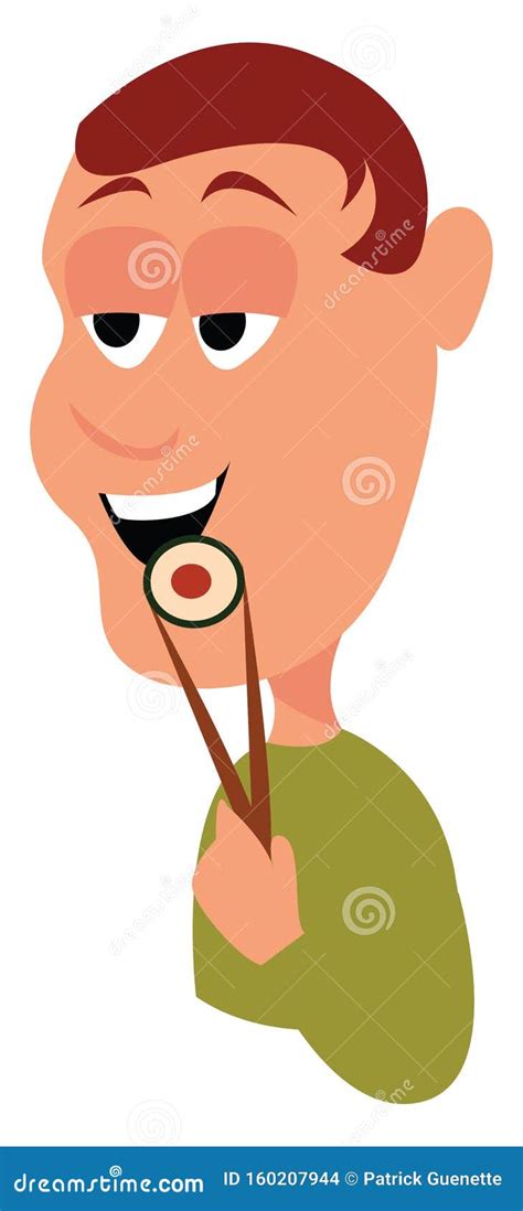 Man Eating Sushi Cartoon Vector | CartoonDealer.com #11460677