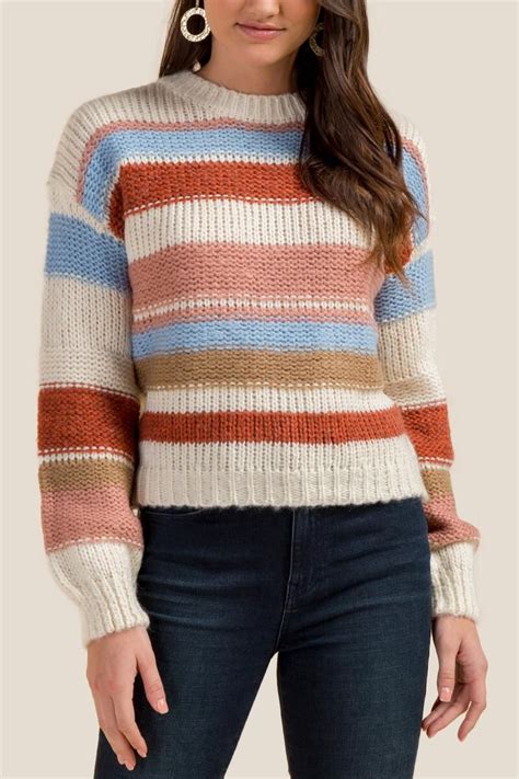 Breanna Multi Stripe Sweater | francesca's | Sweaters, Stripe sweater, Sweaters for women