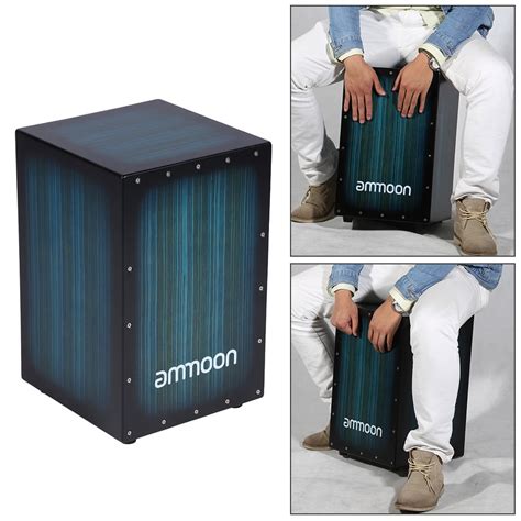 ammoon Wooden Box Drum Cajon Hand Drum Persussion Instrument Wood with Stings Rubber Feet 30 * ...