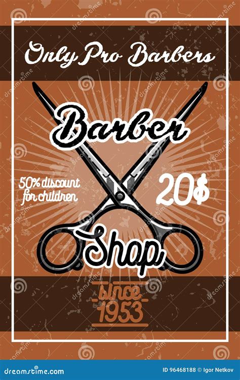 Color Vintage Barber Shop Banner Stock Vector - Illustration of beard, blade: 96468188