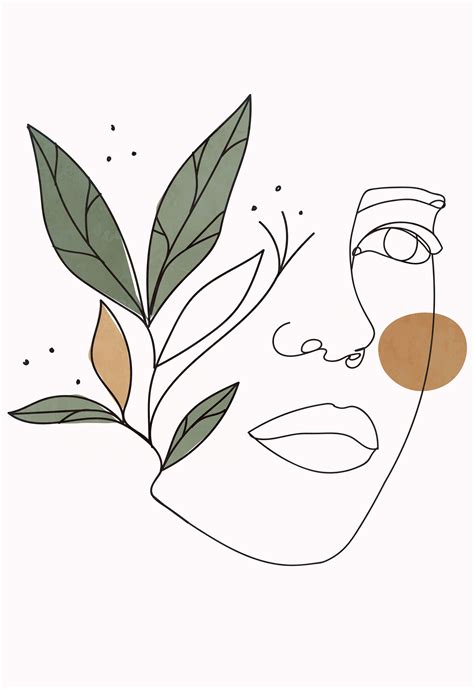 Minimalist female face line art | Pôsteres abstratos, Ilustrações florais, Ilustrações gráficas