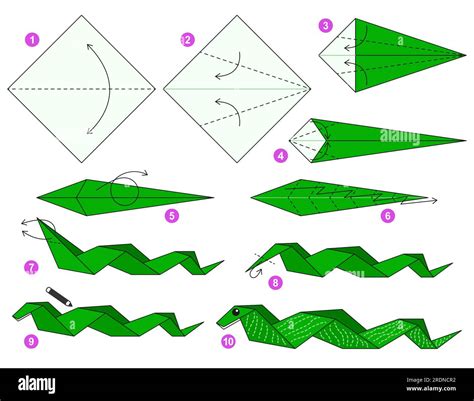 Origami tutorial for kids. Origami cute snake Stock Vector Image & Art ...