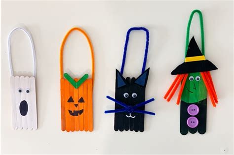 Paddle Pop Stick Halloween Door Hangers | Easy Halloween Craft Idea for Kids: - Brisbane Kids