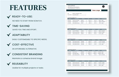 Sales Ledger Template in MS Excel, Google Sheets - Download