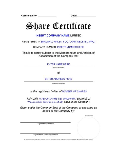 40+ Free Stock Certificate Templates (Word, PDF) ᐅ TemplateLab