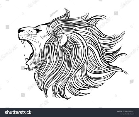 Lion Side Face Drawing Roaring Vector Stock Vector (Royalty Free ...