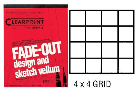 4x4 Grid 18x24 Pad 50 Sheets 1000H Clearprint Vellum Paper 16lbs