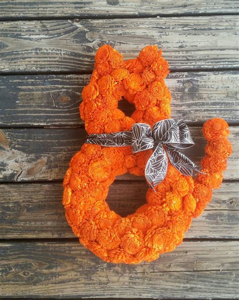 Halloween Wreath, Cat Wreath, Orange Cat Wreath, Halloween Cat Wreath