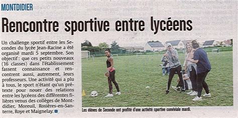 Article de journal : Challenge sportif et culturel ! – Lycée Jean Racine