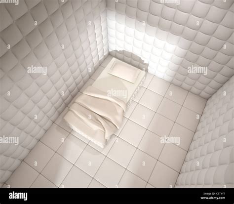 mental hospital padded room seen from above with a single bed Stock Photo - Alamy