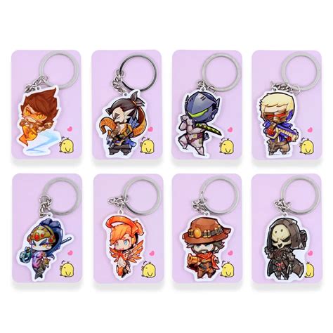 Aliexpress.com : Buy 8 styles OW Keychain Single Sided Cute Anime Keyring Key Chain Accessories ...