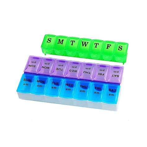 Pill Organizer - Travel Pill Case and Weekly Pill Organizer Bundle Set ...