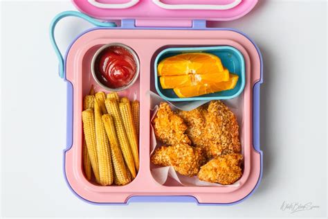 School Lunch For My Kids: Chicken Nuggets & Baby Corn - White Blank Space