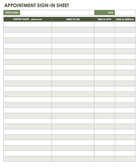 Visitor Log Template Excel