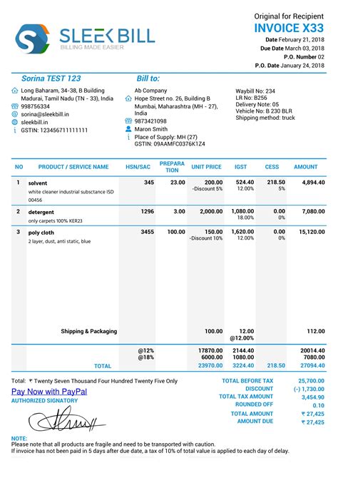 Sample Image For Gst Bill | Invoice Template Ideas