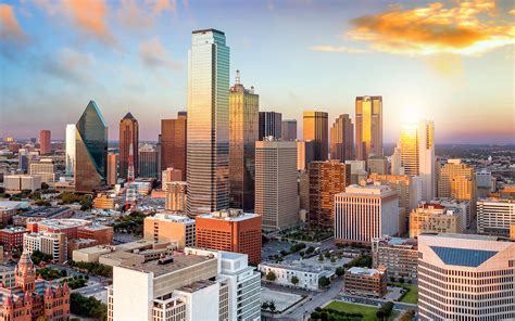 Download wallpapers Dallas, evening, sunset, skyscrapers, Dallas skyline, Bank of America Plaza ...