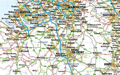 central england county road and rail map @1,000,000 scale in ...