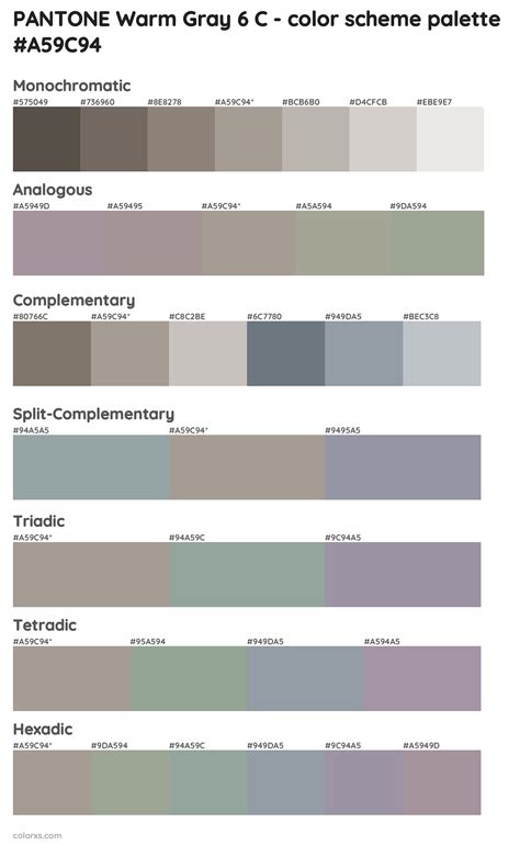 PANTONE Warm Gray 6 C color palettes and color scheme combinations ...