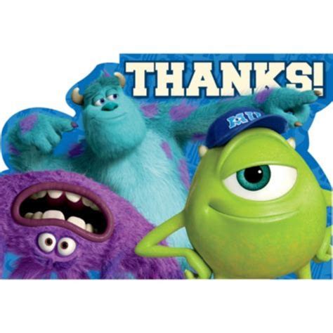 Monsters University Thank You Notes 8ct - Party City | Disney monsters, Monster university ...