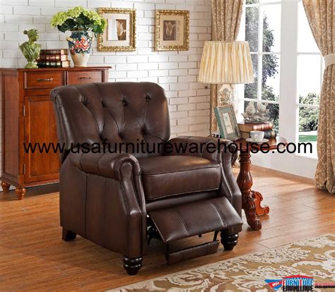 Covington 100% Genuine Brown Tufted Leather Recliner