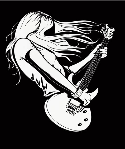 Rock Star Girl SILHOUETTE Wall Art Sticker Vinyl Decal Home Decoration Wall Mural Removable Room ...