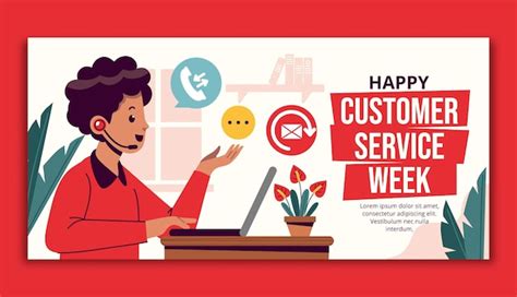 Free Vector | Customer service week flat design horizontal banner template