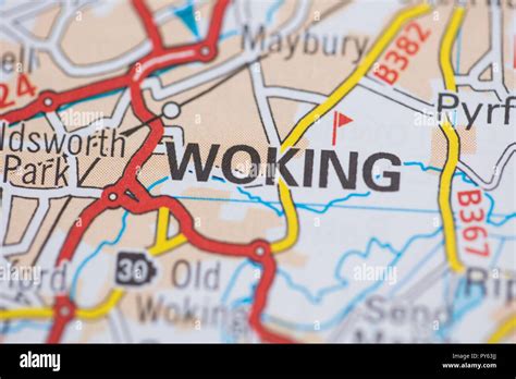 Woking location road map. Great Britain map Stock Photo - Alamy