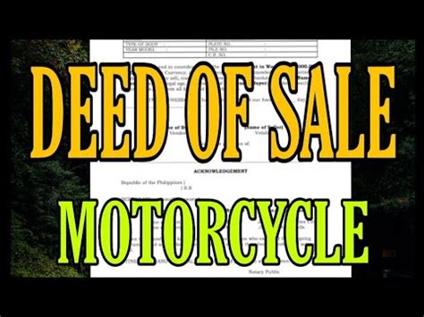 DEED OF SALE (MOTORCYCLE) - YouTube