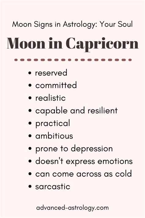 Moon in Capricorn Natal Personality Traits and Meaning in Astrology ...