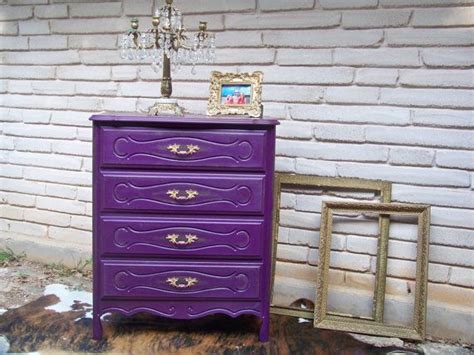 Vintage French Provincial Painted Chest of Drawers by tbellion | Purple furniture, Purple paint ...