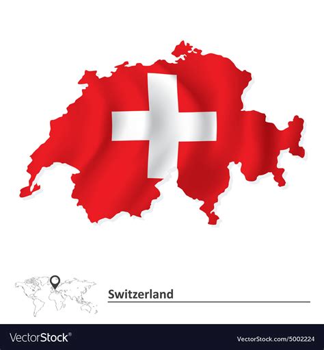 Map of Switzerland with flag Royalty Free Vector Image