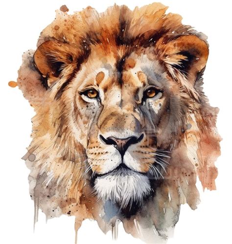 Premium Vector | Lion vector art watercolor lion art