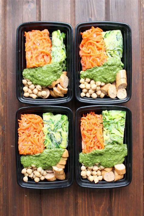 Pesto Veggie Noodles Frozen Meal Prep (Whole30, Vegetarian) | Frugal Nutrition