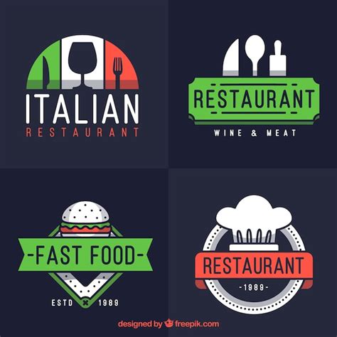 Conjunto de logos modernos para restaurante italiano | Vector Premium