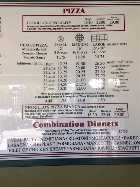 Menu at Petrillo's Pizza pizzeria, Glendora