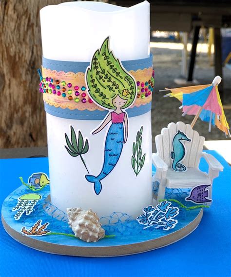 Beach Themed Candle Centerpiece - Bella Crafts Publishing