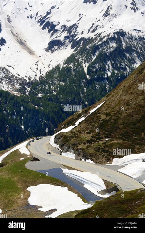 The Gotthard Pass or St. Gotthard Pass in summer (Italian: Passo del San Gottardo Stock Photo ...