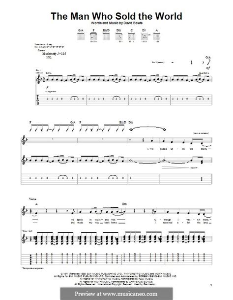 The Man Who Sold the World (Nirvana) by D. Bowie - sheet music on MusicaNeo