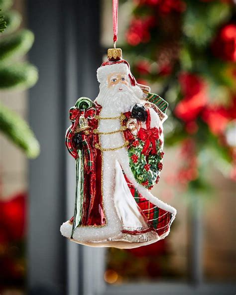 Santa With Wreath Christmas Ornament