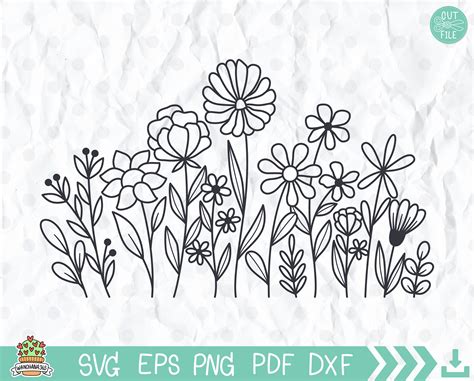 Wildflower Svg Wildflowers Meadow Border Svg Flowers and - Etsy Australia