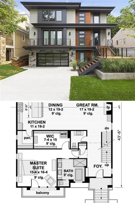 Two-Story 5-Bedroom Modern Pacific Southwest Home (Floor Plan) | Two story house design ...