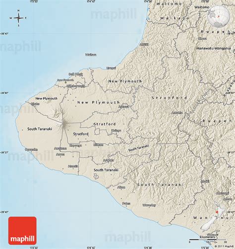 Shaded Relief Map of Taranaki