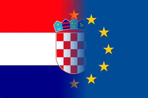 Premium Vector | Croatia national flag with a flag of european union ...